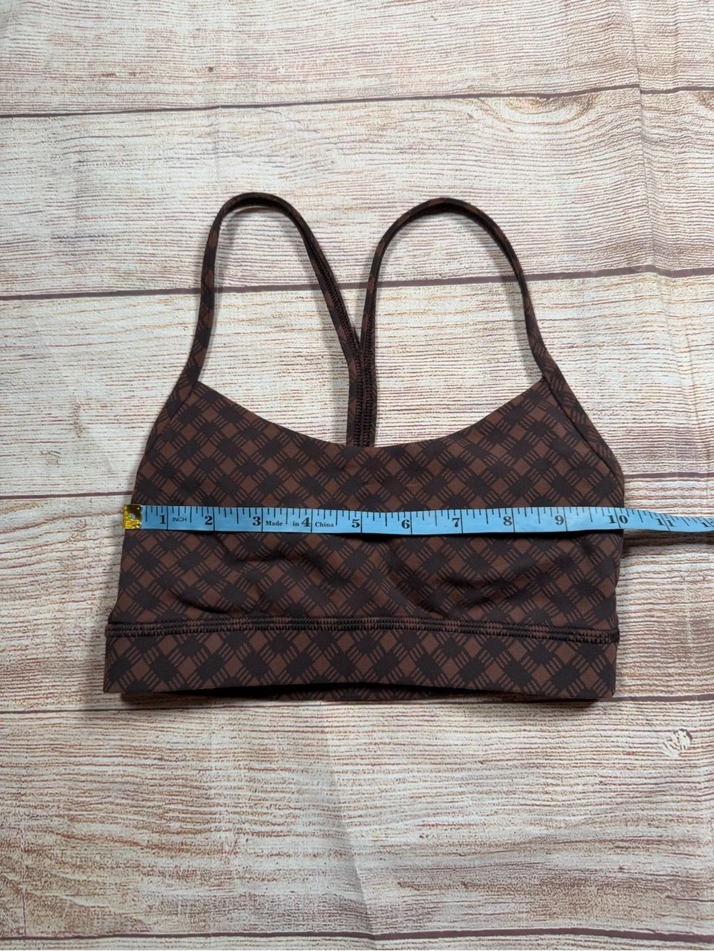 Lululemon Flow Y Bra in the Nulu Square Heart Jacquard